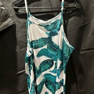 Leo Rosi Green Leaf Print Tank Top